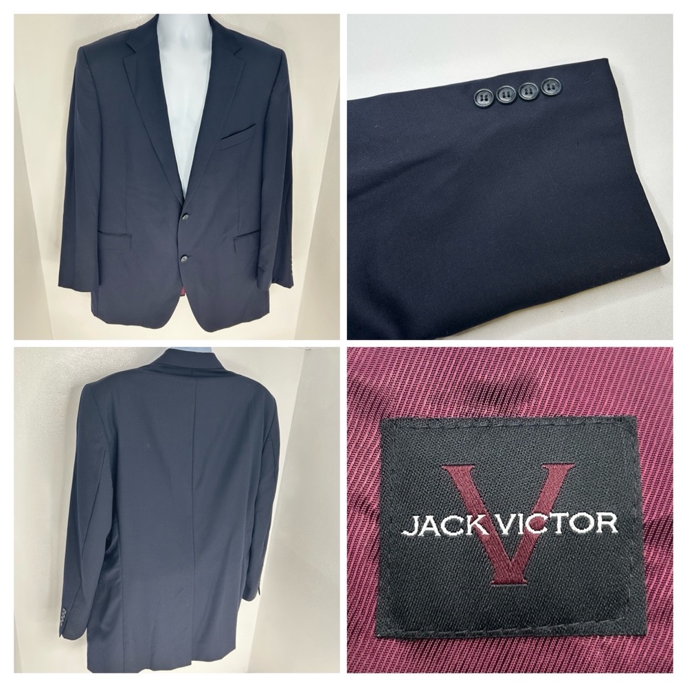 Jack Victor Blazer 46 Long 100% Wool Sport Coat Valentino CT Two‎ Button *READ